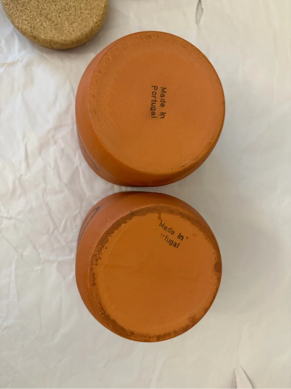 Terracotta Kitchen Line Rice & Flour Canister Set with Cork Lids - Rustic Orange